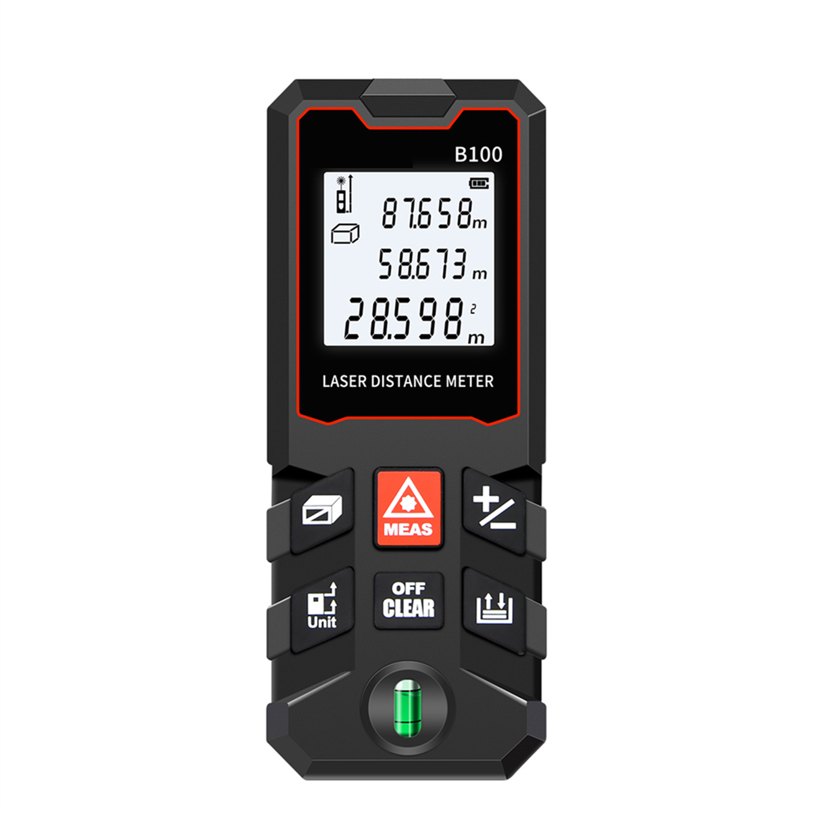 Laser Distance Meter With Bubble Level - 100m Laser-Entfernungsmesser mit LCD-Display und Wasserwaage,