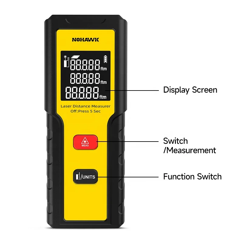 Laser Distance Meter With Bubble Level - Nohawk 40 m intelligentes elektrisches Lineal,