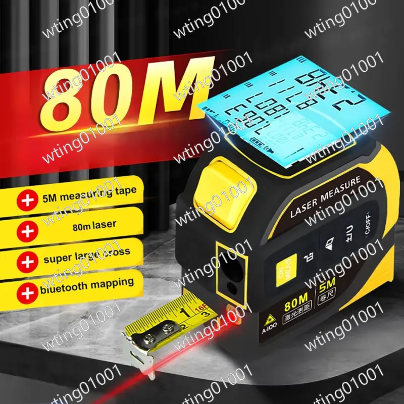Laser Measure 40M Bluetooth - 5-in-1-Laser-Entfernungsmesser mit Bluetooth und 5M-Stahlmaßband 40m
