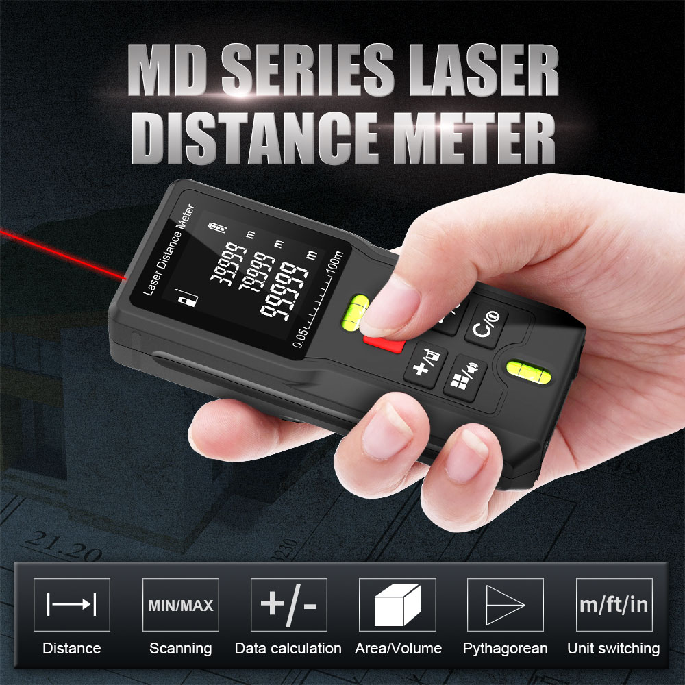 Laser Distance Meter With Bubble Level - BOAYAL Laser-Entfernungsmesser mit 2 Wasserwaagen 164ft