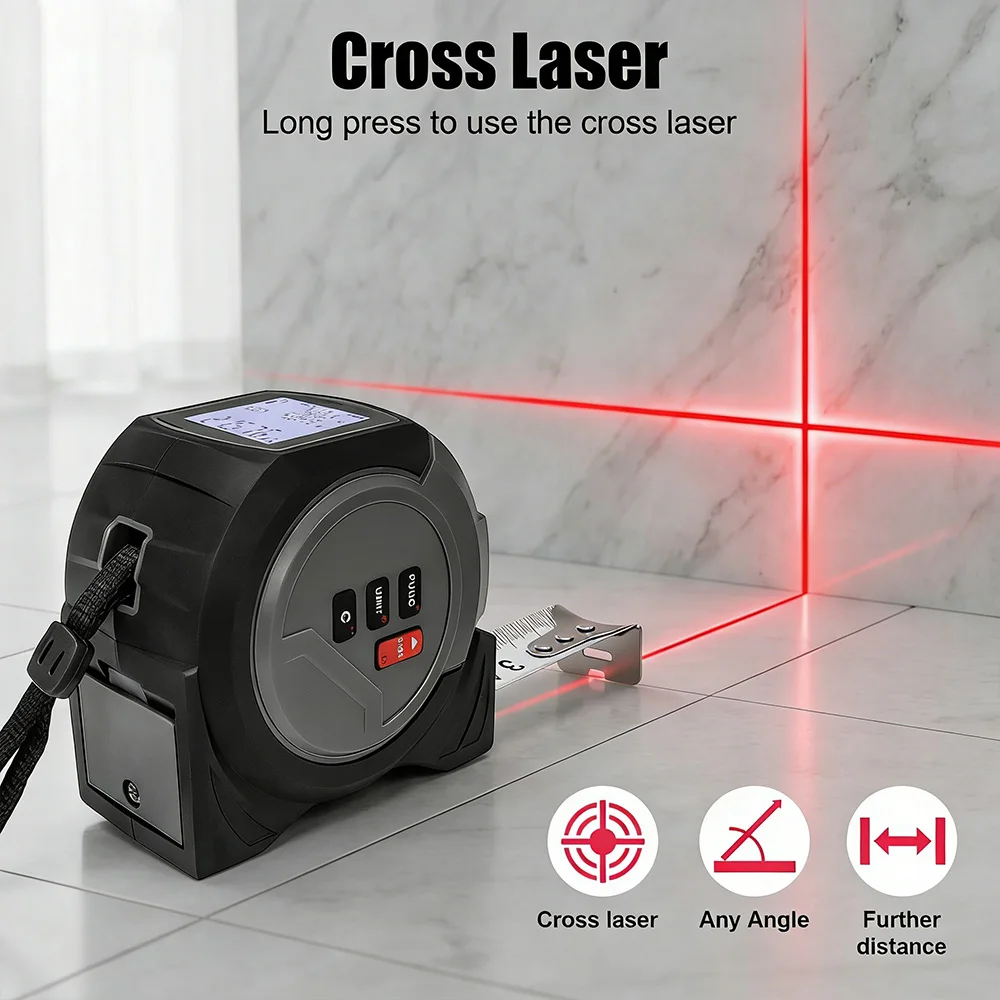 Digital Tape Measure 5M Laser - WENMEICE 40m/60m Laser-Messband Digitales Messband Messwerkzeug
