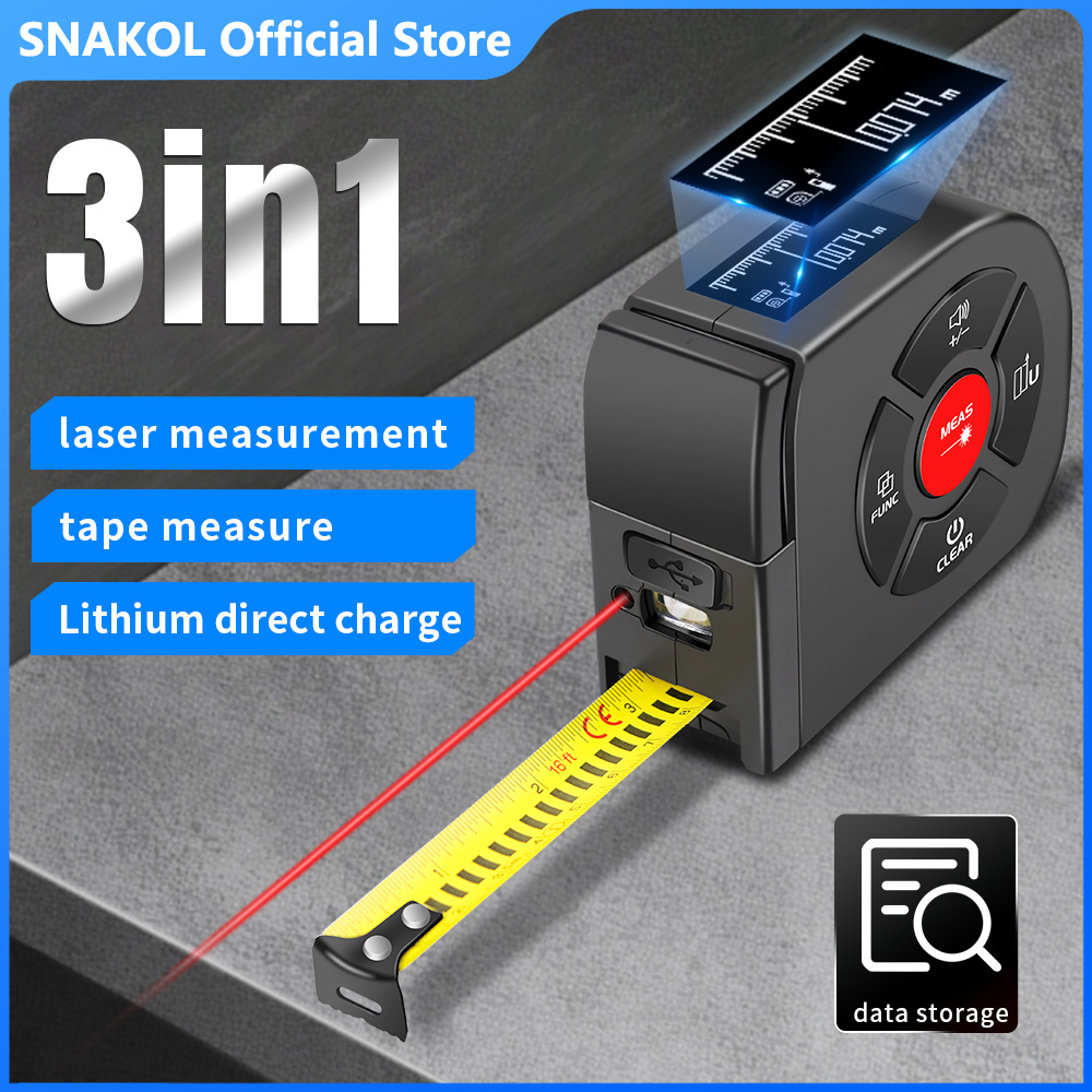 Laser Distance Meter 2 In 1 Tape - Snakol Laser-Maßband 2-in-1 Entfernungsmesser Digitales Maßband