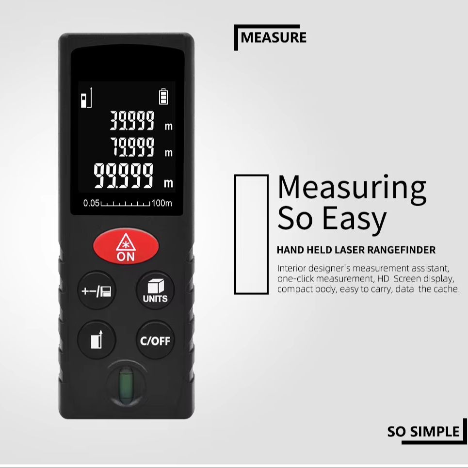 Laser Distance Meter With Bubble Level - BOAYAL Laser-Entfernungsmesser mit Wasserwaage 40m 60m