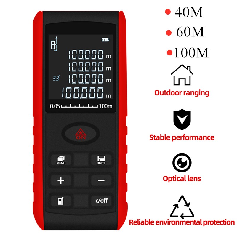 Laser Distance Meter 100M - Professioneller Laser-Entfernungsmesser, 40 m, 60 m,