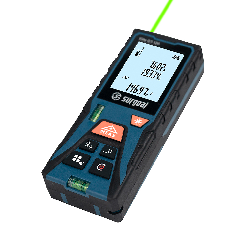 Laser Distance Meter With Bubble Level - 120m Grüner Laser-Entfernungsmesser mit Wasserwaage, Digitaler