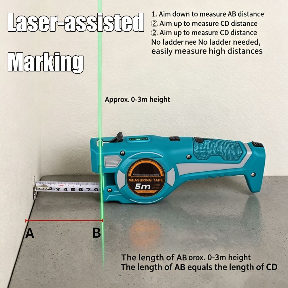 Digital Tape Measure 5M Laser - 3-in-1 Laser-Maßband Hochpräzises 5Mx25mm Digitales Laser-Entfernungsmessgerät