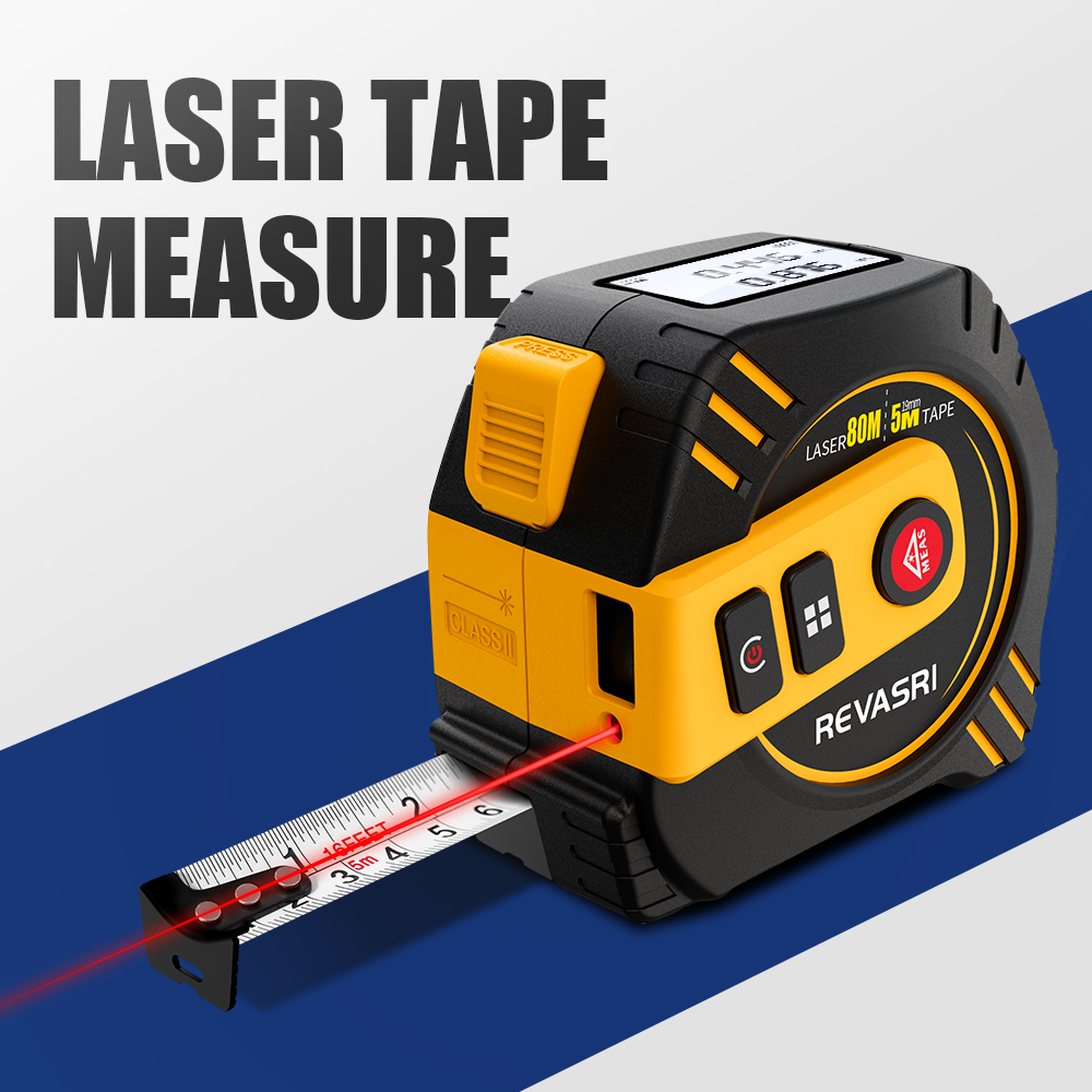Laser Distance Meter 2 In 1 Tape - REVASRI Laser-Maßband, 2-in-1-Laser-Entfernungsmesser, hochpräzises, intelligentes Lineal,