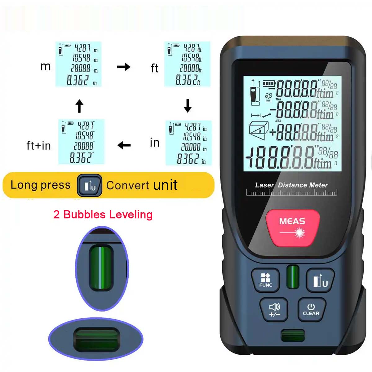 100m Laser-Entfernungs messer  – Laser Distance Meter With Bubble Level Bewertung und Preis