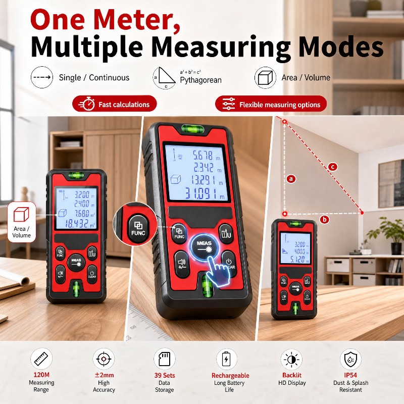 120M Laser-Entfernungsmesser,  – Laser Distance Meter With Bubble Level Bewertung und Preis